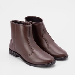 Ankle Boot Beira Rio Salto Bloco Pespontos Marrom