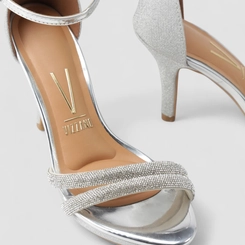 Sandália Vizzano Meia Pata Detalhe Strass Glitter Prata