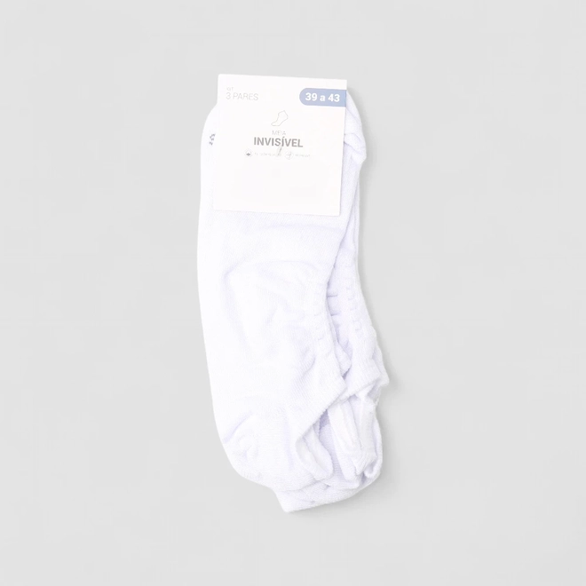 Meia Invisível Unissex Stz Kit 3 Pares Branco