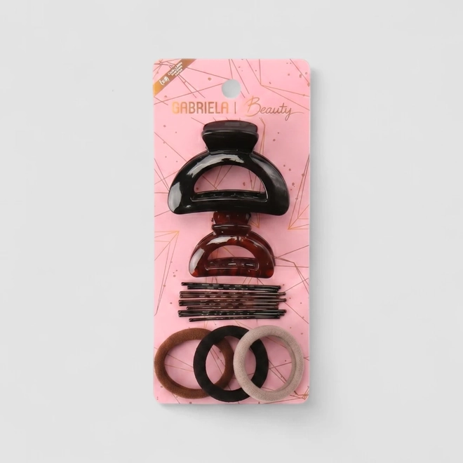 Kit Para Penteados de Cabelo Gabriela Beauty 17 Itens Color