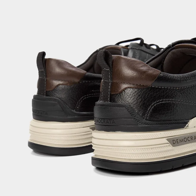 Sapatênis Democrata Denim Mike Couro Preto