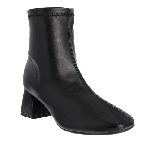 Ankle Boot Bebecê Salto Grosso Detalhe Pespontos Preto