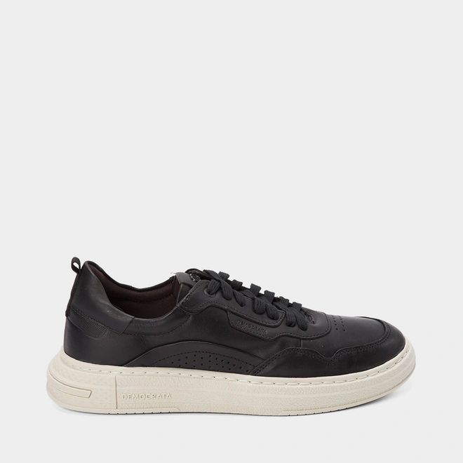 Sapatênis Democrata Denim Jake Perfuros Couro Preto