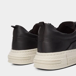 Sapatênis Democrata Denim Jake Perfuros Couro Preto