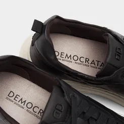 Sapatênis Democrata Denim Jake Perfuros Couro Preto