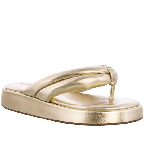 Tamanco Gabriela Flatform Tira Dupla Acolchoado Dourado