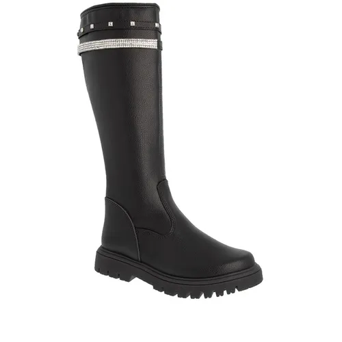 Bota Montaria Infantil Gabrielinha Tratorada Strass Tachas Preto