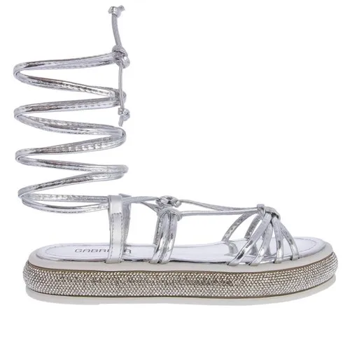 Sandália Gabriela Flatform Amarração Strass Prata