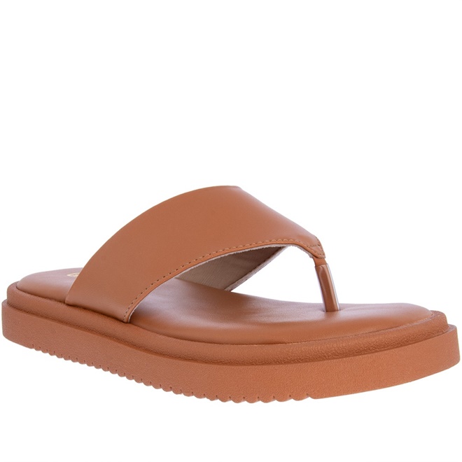 Tamanco Gabriela Flatform Acolchoado Pespontos Caramelo