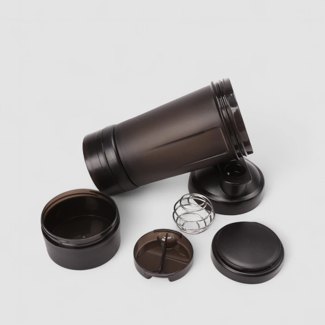 Garrafa Shaker STZ Com Mixer E Compartimento Preto