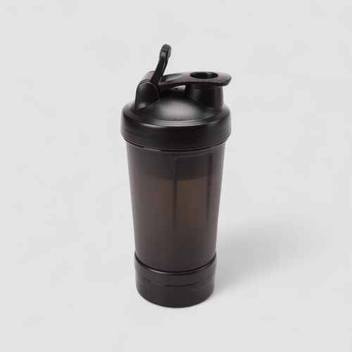 Garrafa Shaker STZ Com Mixer E Compartimento Preto