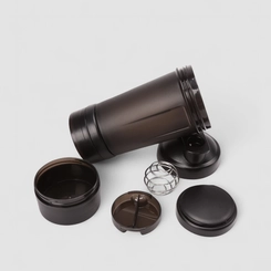 Garrafa Shaker STZ Com Mixer E Compartimento Preto