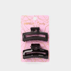 Kit 2 Prendedores De Cabelo Gabriela Beauty Vazado Preto