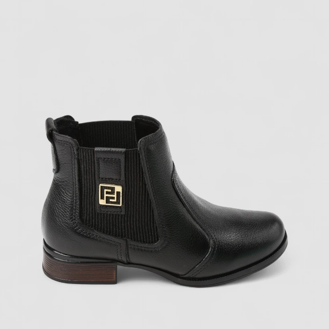 Bota Chelsea Feminina Pegada Salto Bloco Preta