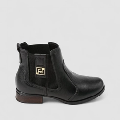 Bota Chelsea Feminina Pegada Salto Bloco Preta