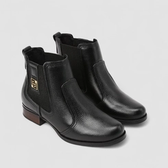 Bota Chelsea Feminina Pegada Salto Bloco Preta