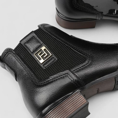Bota Chelsea Feminina Pegada Salto Bloco Preta
