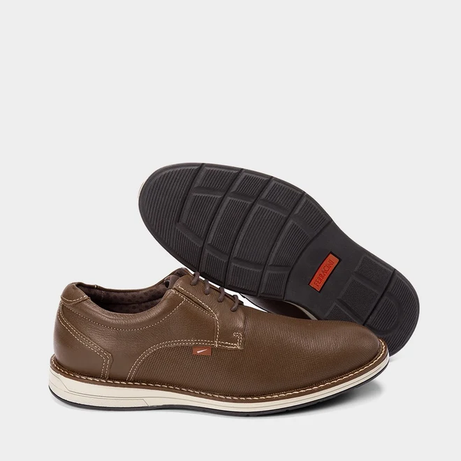 Sapato Casual Ferracini Kingston Oxford Couro Marrom
