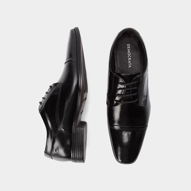 Sapato Social Democrata Metropolitan Vega Perfuros Couro Preto