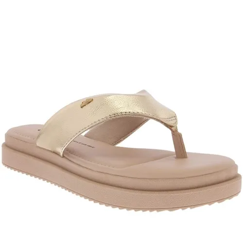 Tamanco Dakota Flatform Acolchoado Metalizado Dourada