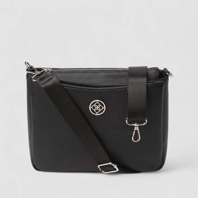 Bolsa Tiracolo Média Penélope Detalhe Divisórias Preto