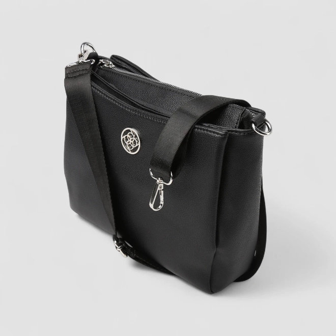 Bolsa Tiracolo Média Penélope Detalhe Divisórias Preto
