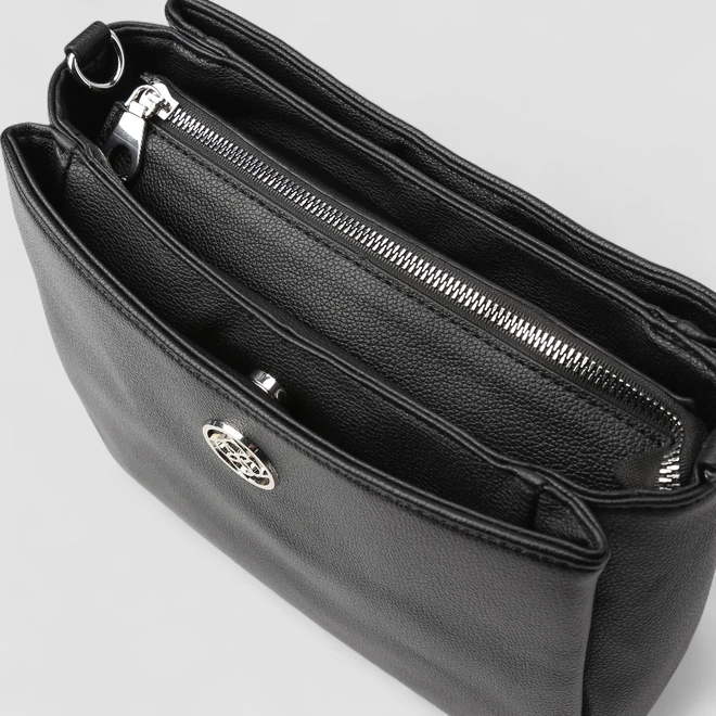 Bolsa Tiracolo Média Penélope Detalhe Divisórias Preto