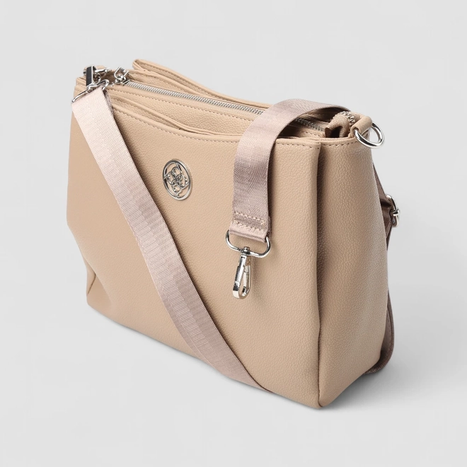 Bolsa Tiracolo Média Penélope Detalhe Divisórias Marrom