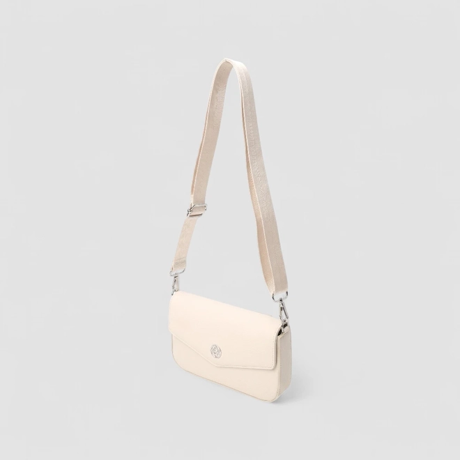 Bolsa Satchel Tiracolo Penélope Envelope Texturizada Off White