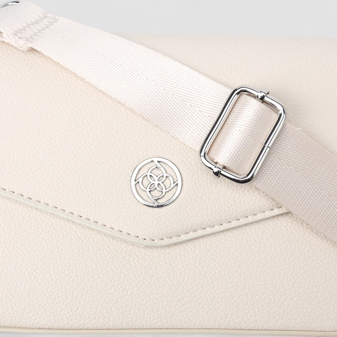 Bolsa Satchel Tiracolo Penélope Envelope Texturizada Off White