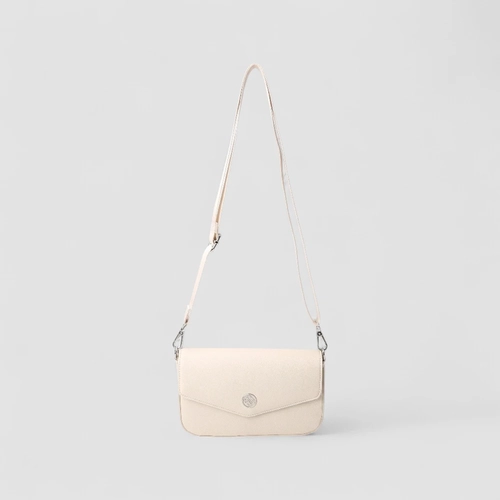 Bolsa Satchel Tiracolo Penélope Envelope Texturizada Off White