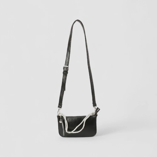 Bolsa Baguete Pequena Gabriela Alça Nó & Strass Preto