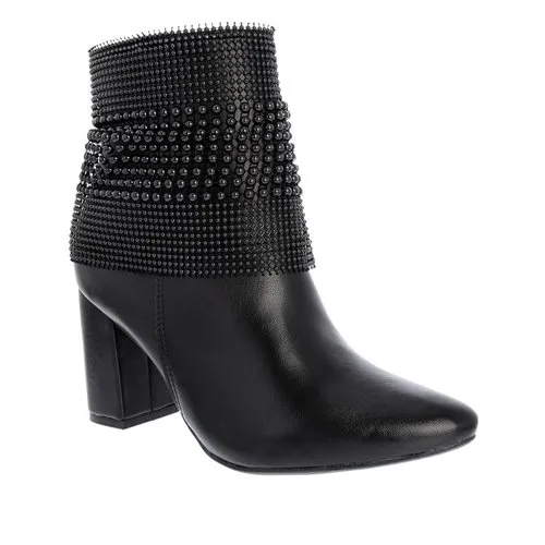 Ankle Boot Polaina Via Marte Salto Grosso Miçangas Preto