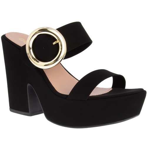 Tamanco Gabriela Plataforma Fivela Redonda Nobuck Preto