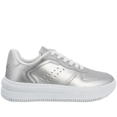 Tênis Penélope Street Flatform Feminino Recortes Metalizado Prata