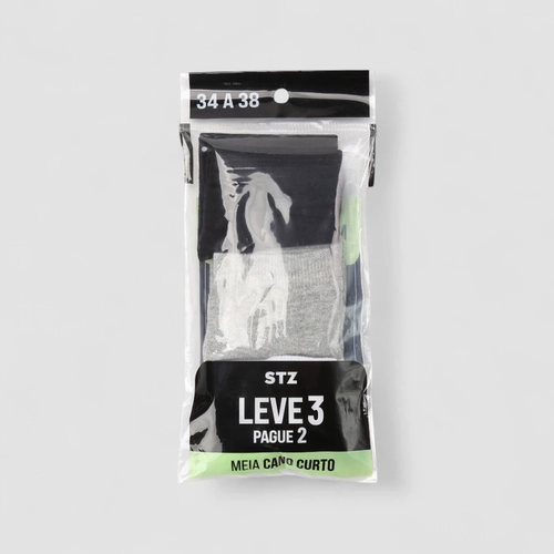 Kit Meia Cano Curto STZ Leve 3 Pague 2 34-38 Cores Sortidas