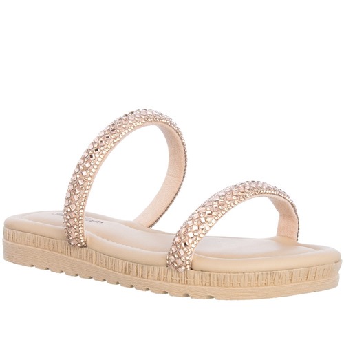 Tamanco Infantil Pink Cats Flatform Tiras Pedraria Nude