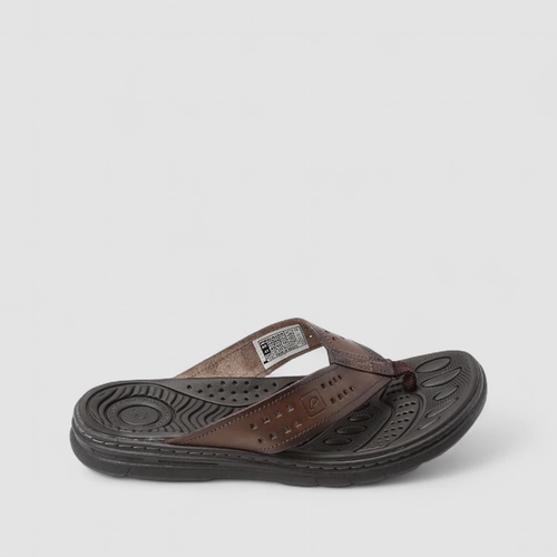 Chinelo Pegada Perfuros Couro Marrom
