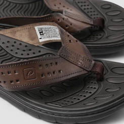 Chinelo Pegada Perfuros Couro Marrom