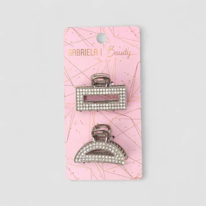 Kit 2 Presilhas De Cabelo Gabriela Beauty Detalhe Strass Metal