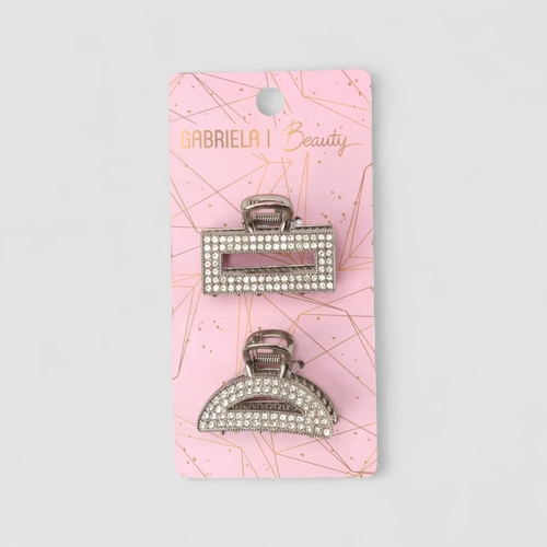 Kit 2 Presilhas De Cabelo Gabriela Beauty Detalhe Strass Metal