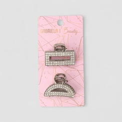 Kit 2 Presilhas De Cabelo Gabriela Beauty Detalhe Strass Metal