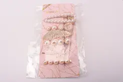 Kit 06 Prendedores De Cabelo Gabriela Beauty Strass & Pérola Ouro