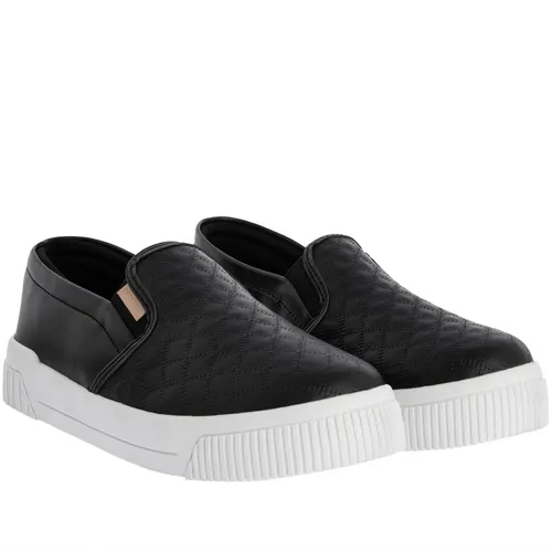 Slip On Penélope Flatform Detalhe Matelassê Preto