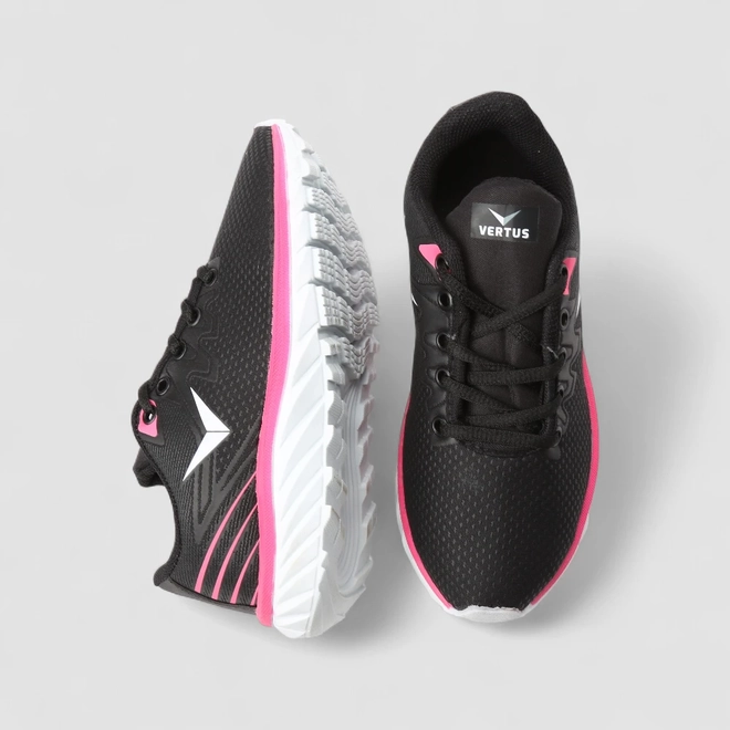 Tênis Vertus Esportivo Feminino Tecido Neon Preto