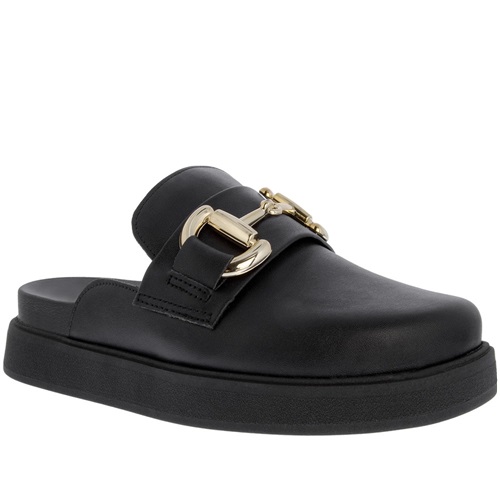 Mule Vizzano Flatform Detalhe Tira Fivela Preto