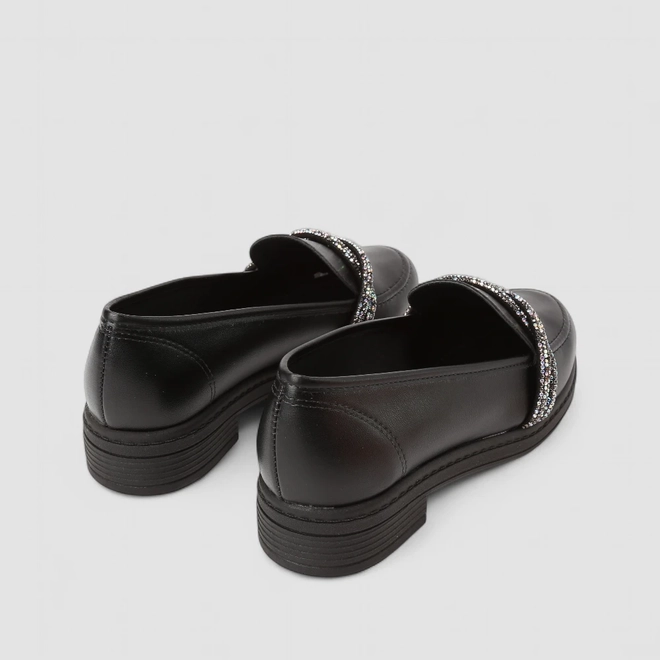 Mocassim Loafer Feminino Beira Rio Strass Trancado Preto