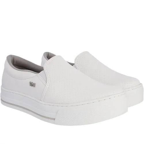 Slip On Via Marte Flatform Detalhe Perfuros Branco