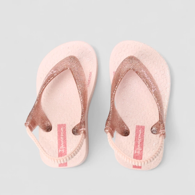 Chinelo Baby Ipanema Elástico Glitter Rosé