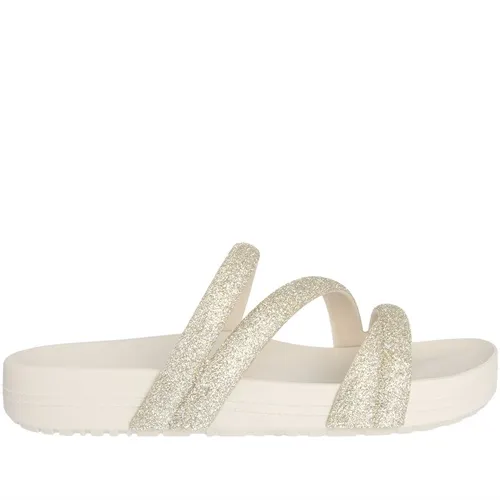 Rasteira Papete Zaxy Glitter Flat Metalizada Off White